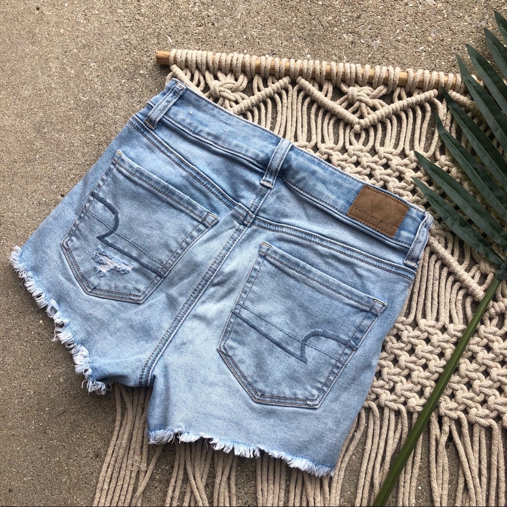 American Eagle Distressed Shorts Hi-Rise Shortie - Picture 8 of 9